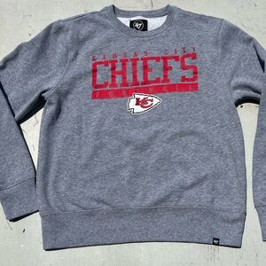 Men's 47 Brand Chiefs Sweatshirt Gray Spell-Out L NFL Kansas City Super Bowl
